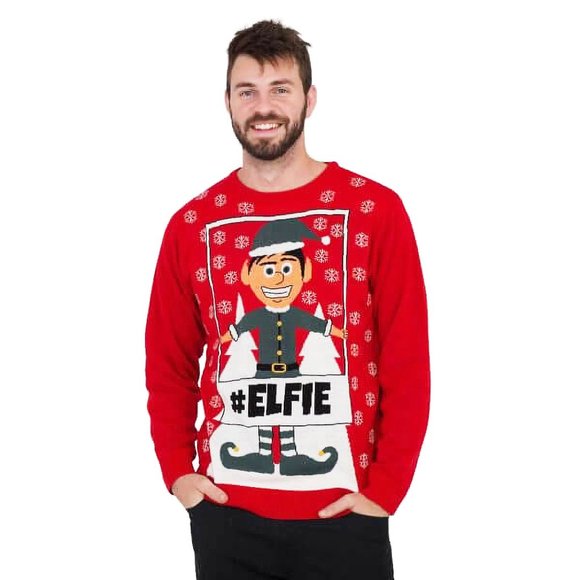 #Elfie Hashtag Ugly Christmas Sweater - Picture 1 of 1